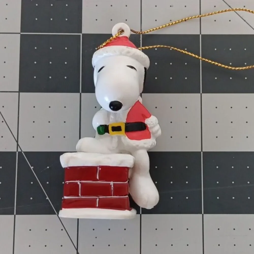 Peanuts Snoopy Whitman Christmas Ornaments PVC 1980's 1990's Snoopy Chimney